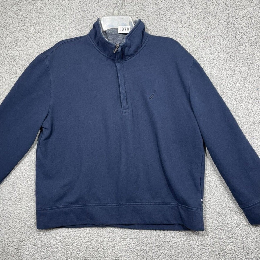 Nautica Sweater Womens Large Blue Quarter Zip Mock Neck Long Sleeve - Picture 9 of 16